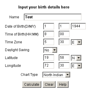 Free Hindu Birth Chart